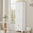 thumbnail image 2 of Function Home 72" Kitchen Pantry Cabinet, Freestanding Storage Cabinets, Tall Food Pantry with Doors and Adjustable Shelves, Utility Floor Cabinet for Kitchen Dining Room Living Room, White, 2 of 9