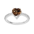 thumbnail image 1 of Côté Accents 7 MM Enfumé Quartz 925 Argent Sterling Femmes Solitaire Anneau, 1 of 2