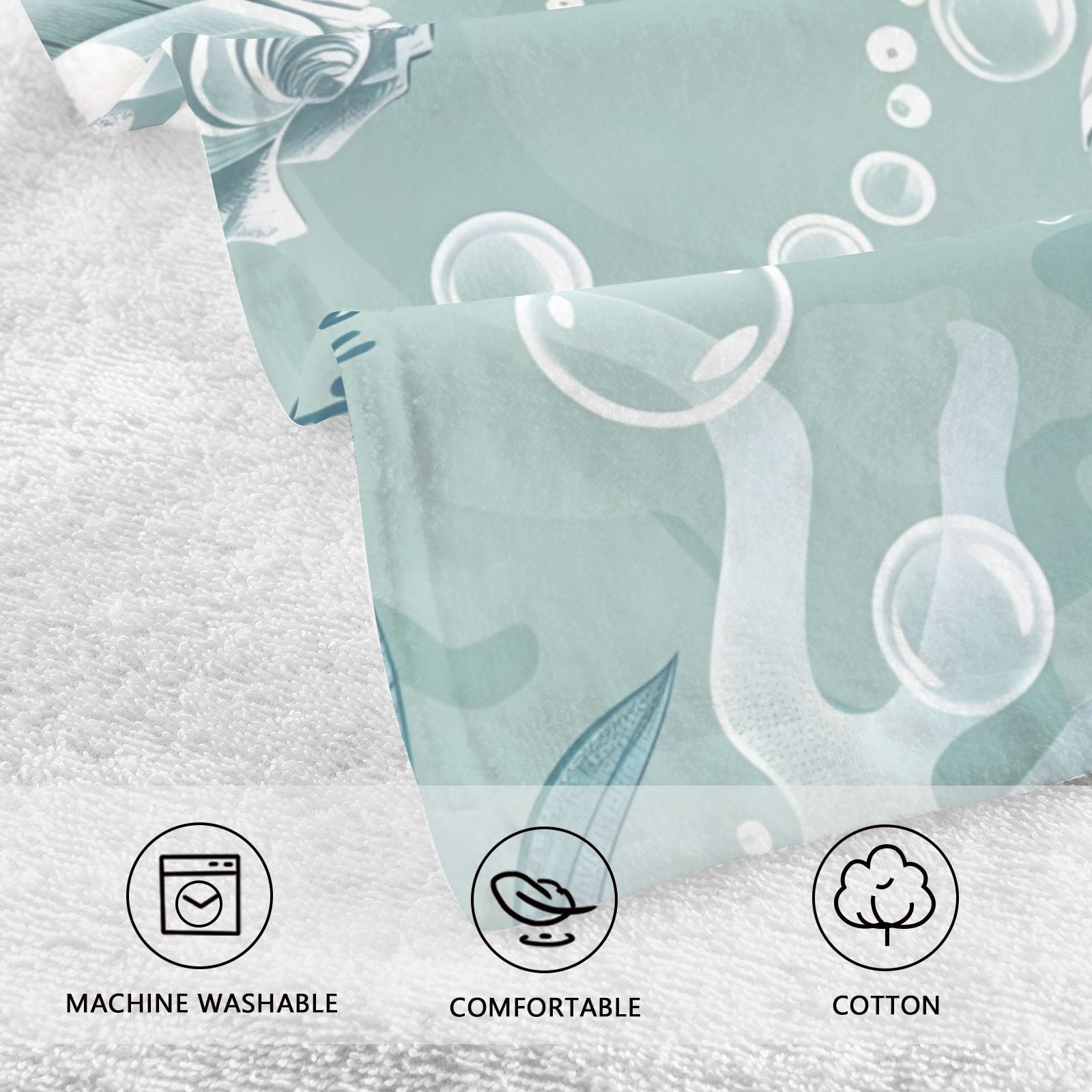 Seashells Algae Bubbles Hand Towels Cotton Bath Towels Large Face Towels Absorbent for Bathroom 2 Packs