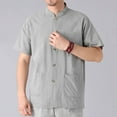 thumbnail image 2 of Ashirexll Button up Shirt Men, Big and Tall Shirts for Men, Plus Size Casual Loose Button Shirts with Pockets Short Sleeve Stan-up Collar Shirts, 2 of 7