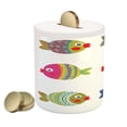 thumbnail image 1 of Ethnic Piggy Bank, Boho Featured Ornate Fishes Gills Under the Sea Theme, Ceramic Coin Bank Money Box for Cash Saving, 3.6" X 3.2", Multicolor, by Ambesonne, 1 of 4