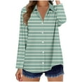 thumbnail image 4 of Button Down Shirts for Women Fashion Stripe Printed Shirt Dressy Casual Long Sleeve Blouses Plus Size Loose Tops Trendy Business Work Shirts, 4 of 6