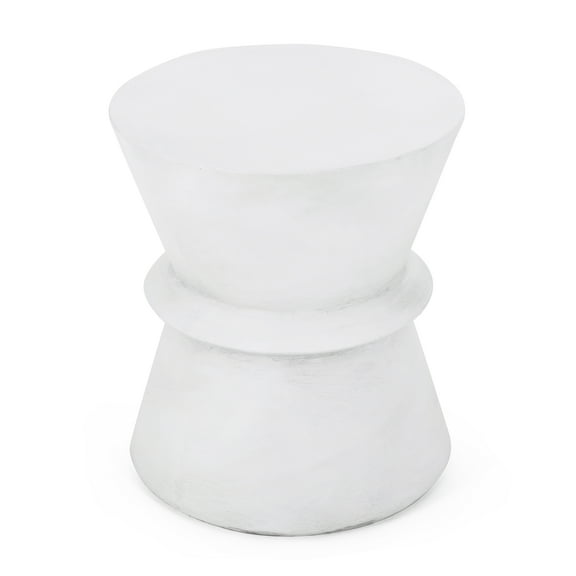 Hueber Lightweight Concrete Outdoor Side Table, Antique White
