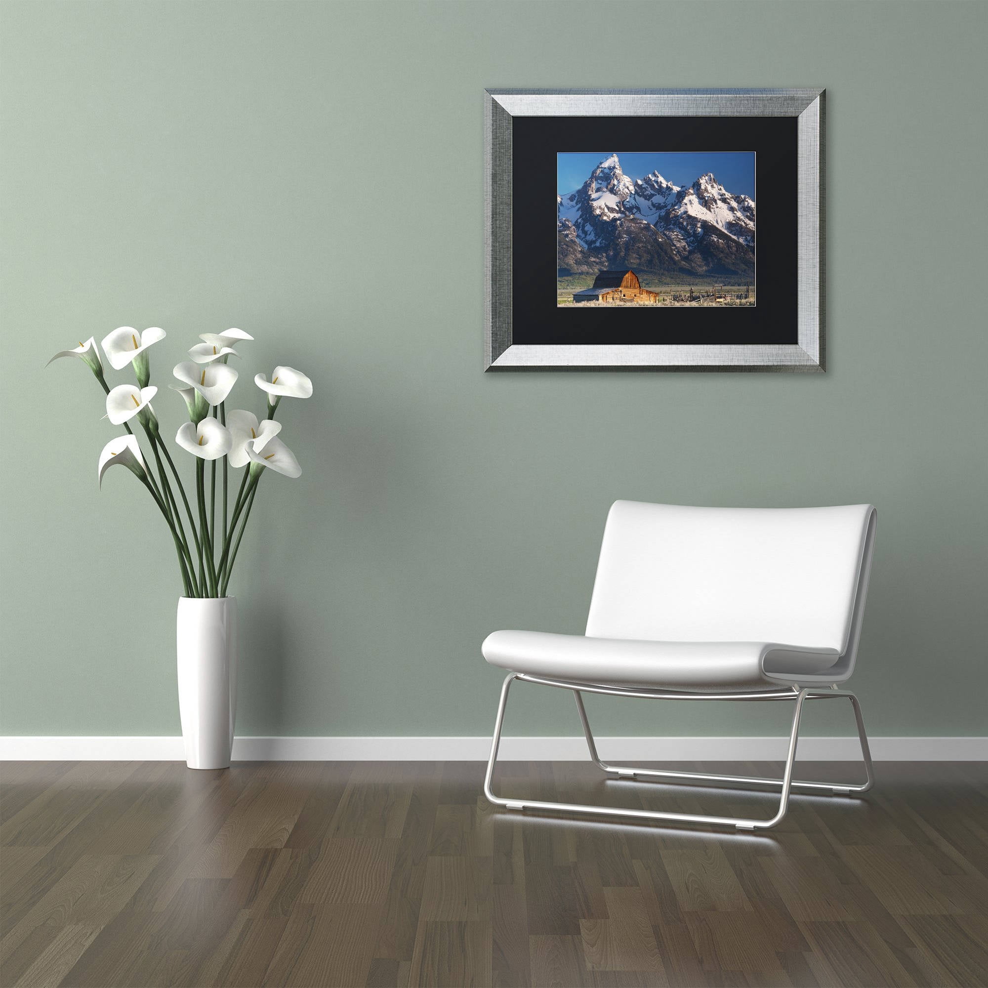 Trademark Fine Art "John Moulton Barn" Canvas Art by Michael Blanchette Photography Black Matte, Silver Frame