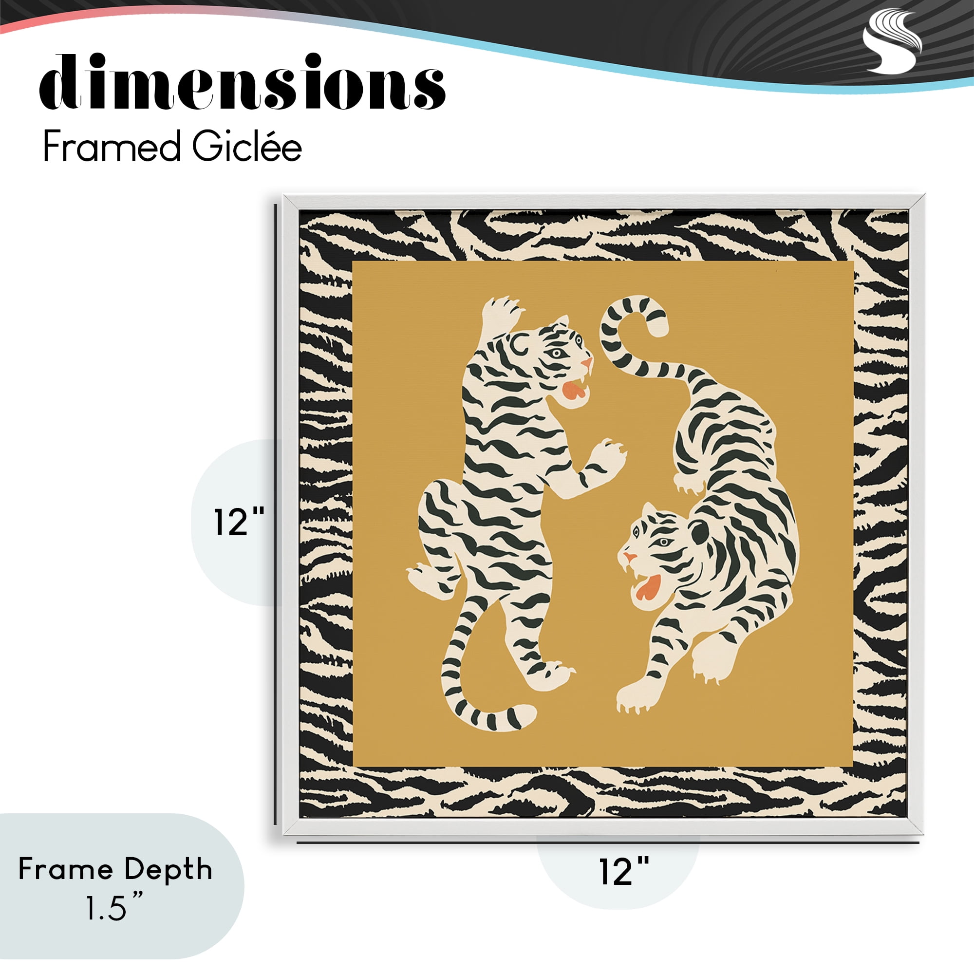 Stupell Industries Boho Twin Tiger Stripes White Framed Giclee Art, design by Karolina Sato
