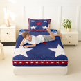 thumbnail image 4 of Manfei Stars Print Twin Sheets,Red Blue Bedding,3 Pieces,1 Fitted Sheet and 1 Pillowcase, 4 of 6