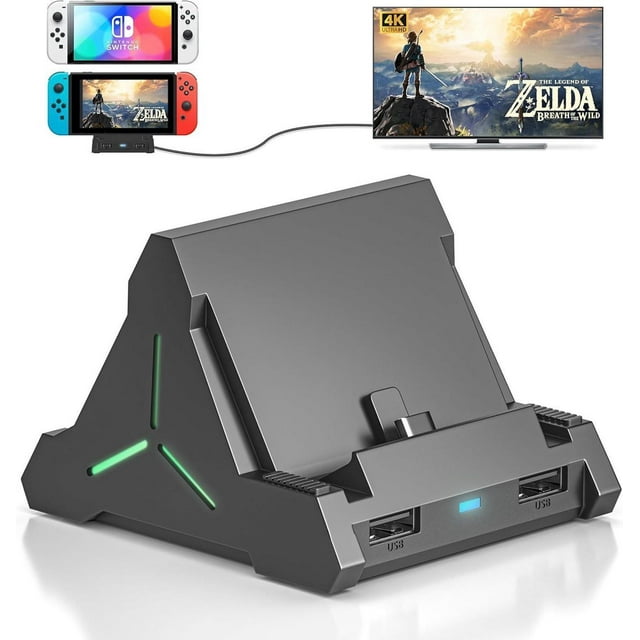 TV Switch Dock for Nintendo Switch/Switch OLED, Portable Switch Docking Station Support 4K TV HDMI Adapter,Switch Charging Dock Station with 4 Game Slots USB3.0 Port Switch Charger Dock