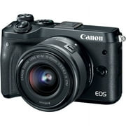 Canon EOS M6 Black EF-M15-45 IS STM Camera Kit 5 pc Box