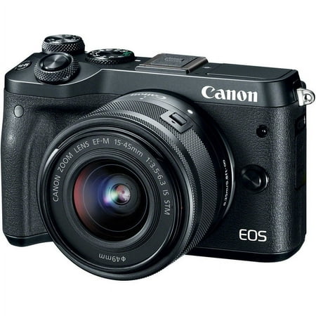 Canon EOS M6 - Digital camera - mirrorless - 24.2 MP - APS-C - 1080p / 60 fps - 3x optical zoom EF-M 15-45mm IS lens - Wireless LAN, NFC, Bluetooth - black