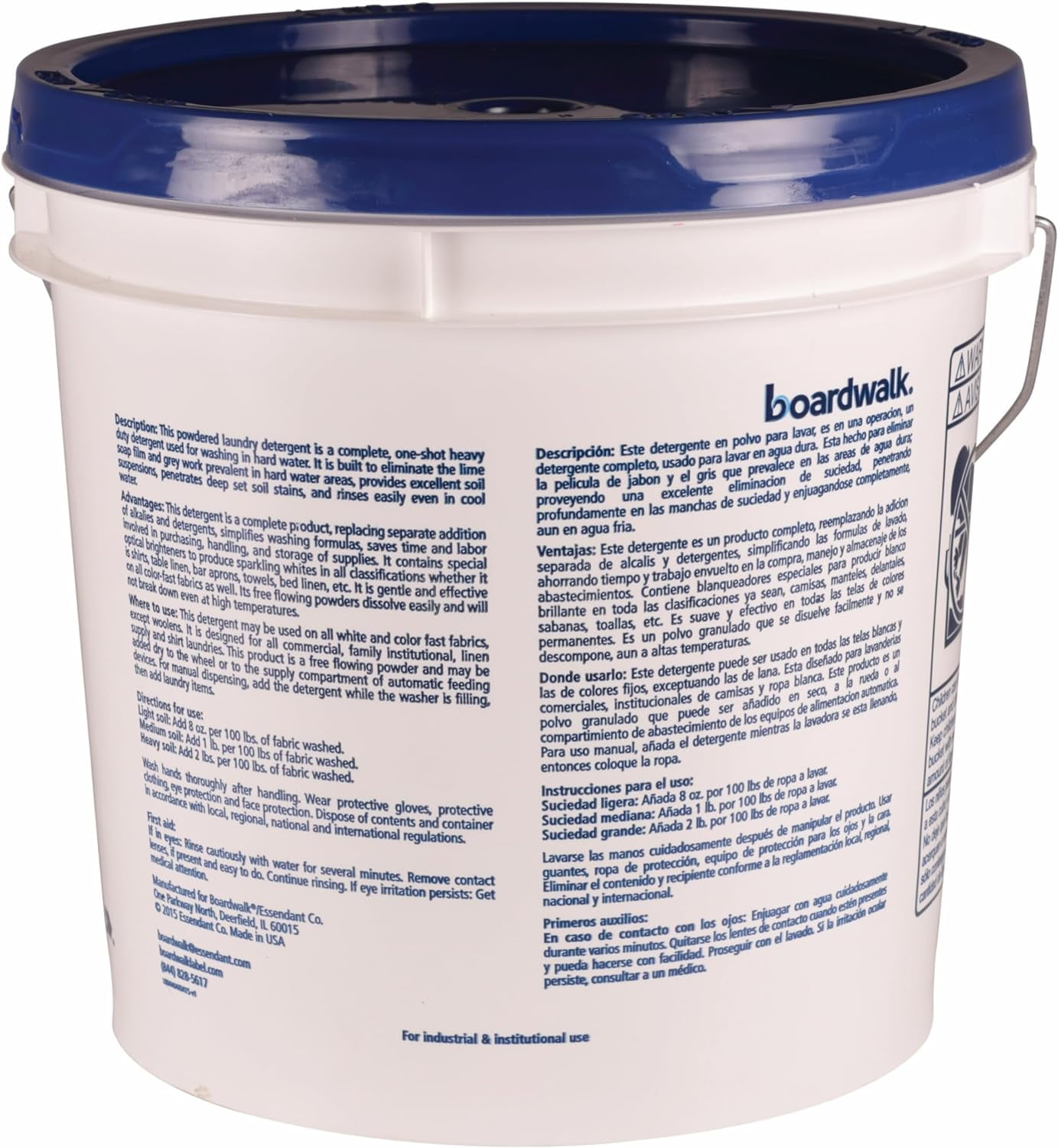 Boardwalk HURACAN Powder Laundry Detergent, Fresh Lemon, 40 lb Pail, 40 Loads