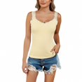 thumbnail image 2 of Helii Women's Lace Trim Cotton Camisole – 95% Cotton 5% Spandex Slim Fit Tank Top, Soft Stretchy Basic Layering Tank for Women, Everyday Undershirt with Lace Detail Yellow,XXXXXL, 2 of 9