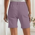 thumbnail image 4 of Yifymode Women's High Waist Stretch Bermuda Shorts Knee Length Straight Leg Twill Shorts for Golf Hiking & Sports,Light Purple XL, 4 of 4