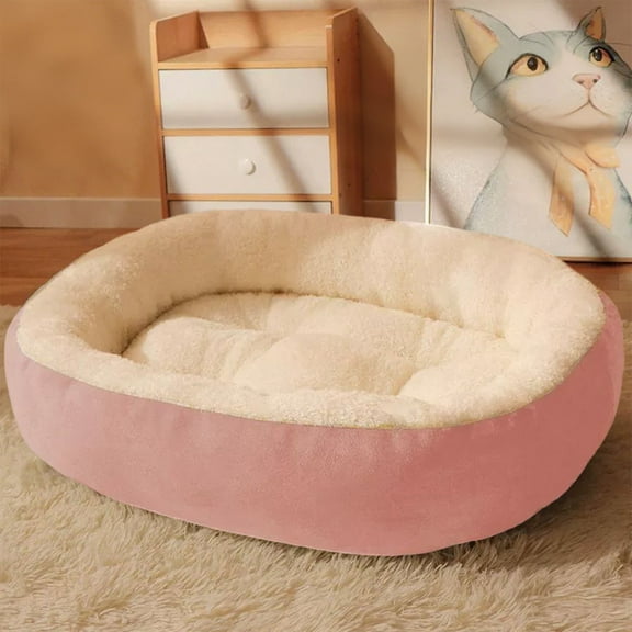 Dog Bed,Dog Bed Medium Size Dog,Dog House Oval Pet Bed Winter Warmth Cats Dog Fleece Warmth Pet Pad,Pet Large Plush Dog Donut Bed for Medium Large Breed Dog,Comfy and Cozy Doggie Bed(Pink)