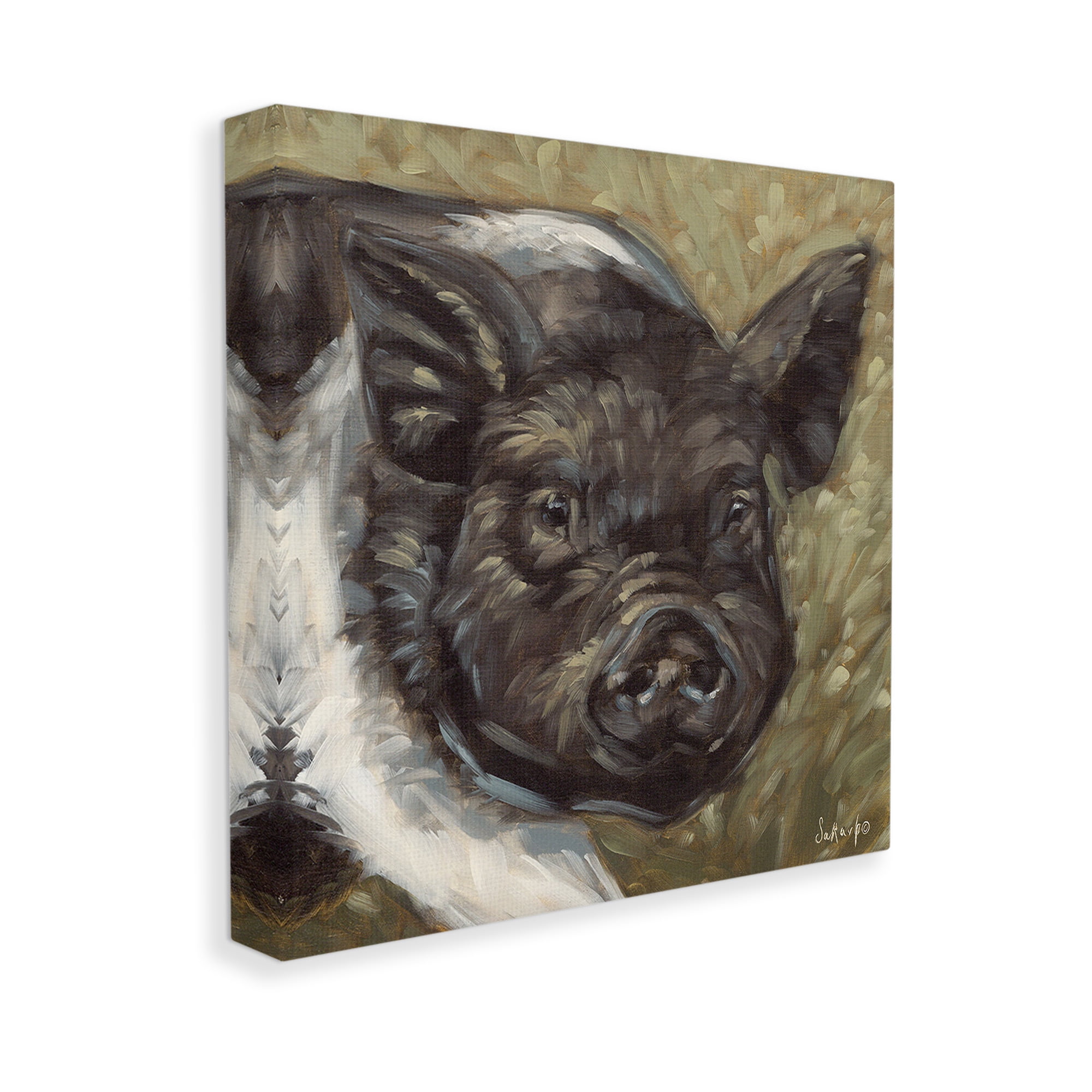 Stupell Industries Country Pig Painting Animals & Insects Painting Gallery Wrapped Canvas Art Print Wall Art, 24 x 24