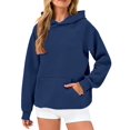thumbnail image 1 of Womens Oversized Hoodies Waffle Sweatshirts Fall Fashion Pullover Sweaters Winter Clothes Navy Blue M, 1 of 8