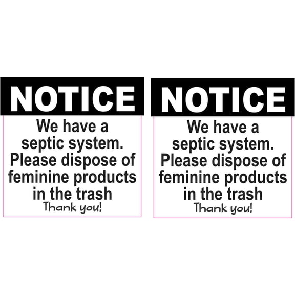 StickerTalk Dispose of Feminine Products in Trash Vinyl Stickers, 1 sheet of 2 stickers, 2.5 inches x 2.5 inches each