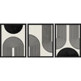 thumbnail image 3 of PixonSign Framed Canvas Print Wall Art Set - Mid-Century Black & White Polygons & Shapes Art - Set of 3 Abstract Geometric Modern Art Minimalism Rustic Wall Décor - 12"x16"x3 Panels Black, 3 of 5