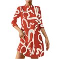 thumbnail image 2 of Fankiway Mode Femmes Décontractée Ample Col Rond Manches Mi-Longues Robe Confortable Imprimée Grande Taille Robes pour Femmes Rondes Printemps Robes pour Femmes 6910, 2 of 6