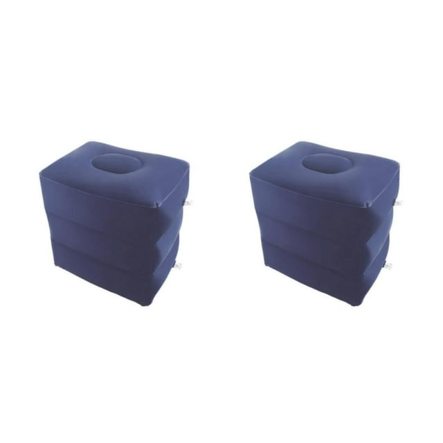 Ruiboury Inflatable Foot Rest 3 Layers Foot Stool Rest Pillow Foot for Travelling Deep Blue 40 x 30 x 43cm 2Set