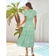thumbnail image 3 of Vestido de verano GRACE KARIN 2025 con cuello en V y volantes fruncidos, maxi verde L, 3 of 5