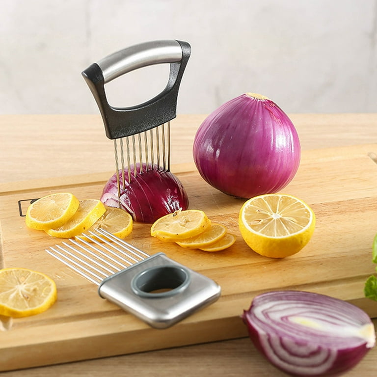 New Kitchen Gadgets Slicers Tomato Onion Vegetables Slicer Cutting Aid  Holder Guide Slicing Cutter Safe Fork Kitchen Accessories