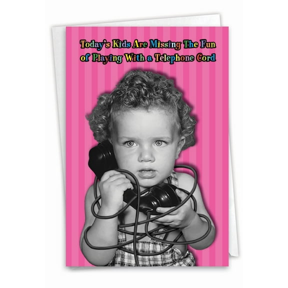 NobleWorks Funny Birthday Greeting Card with 5 x 7 Inch Envelope (1 Card) Bday Telephone Cord C2385BDG