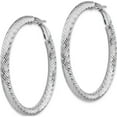 thumbnail image 2 of 14K White Gold 4X35mm Diamond-Cut Round Omega Back Hoop Earrings (45.75 X 45.75) Made In Peru pre937w, 2 of 5
