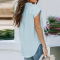 thumbnail image 5 of Timegard Womens Shirts Cap Sleeve Button up Lapel Neck Loose Comfy Solid Color Casual Work Tee Tops, 5 of 7