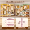 thumbnail image 2 of Freestanding Closet Organizer,Heavy Duty Clothes Rack with Shelves and 4 Hanging Rods,Extra Wide Metal Wardrobe Closet Storage for Bedroom Apartment, 70.5"W x 77"H x 13.8"D,Pink, 2 of 8