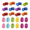 thumbnail image 2 of Huevos de Pascua precargados, cestas de Pascua con juguete, coloridos huevos de Pascua, rellenos para fiesta de Pascua, de Carnaval Coche de juguete de 24 piezas., 2 of 9