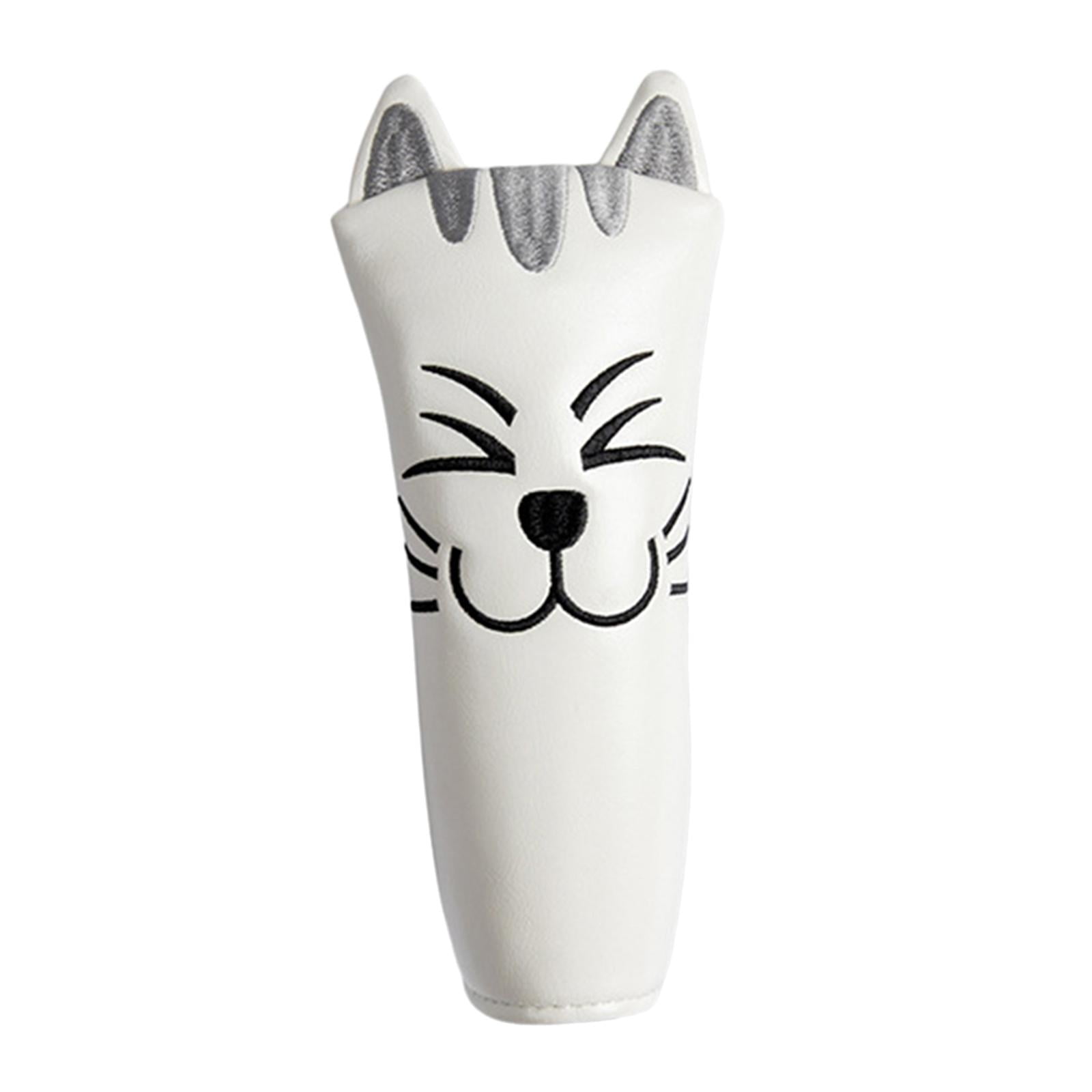 harayaa Golf Club Head Covers Mallet Putter Cat Pattern Accessories Putter Cue Headcover Straight White