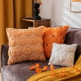 thumbnail image 5 of Pumpkin Fall Decorative Throw Pillow Covers 18"x18", Set of 2 Orange Green Soft Pillow Covers for Autumn Harvest, Fluffy Plush Accent Pillow Cases for Farmhouse Halloween Decor, 5 of 15