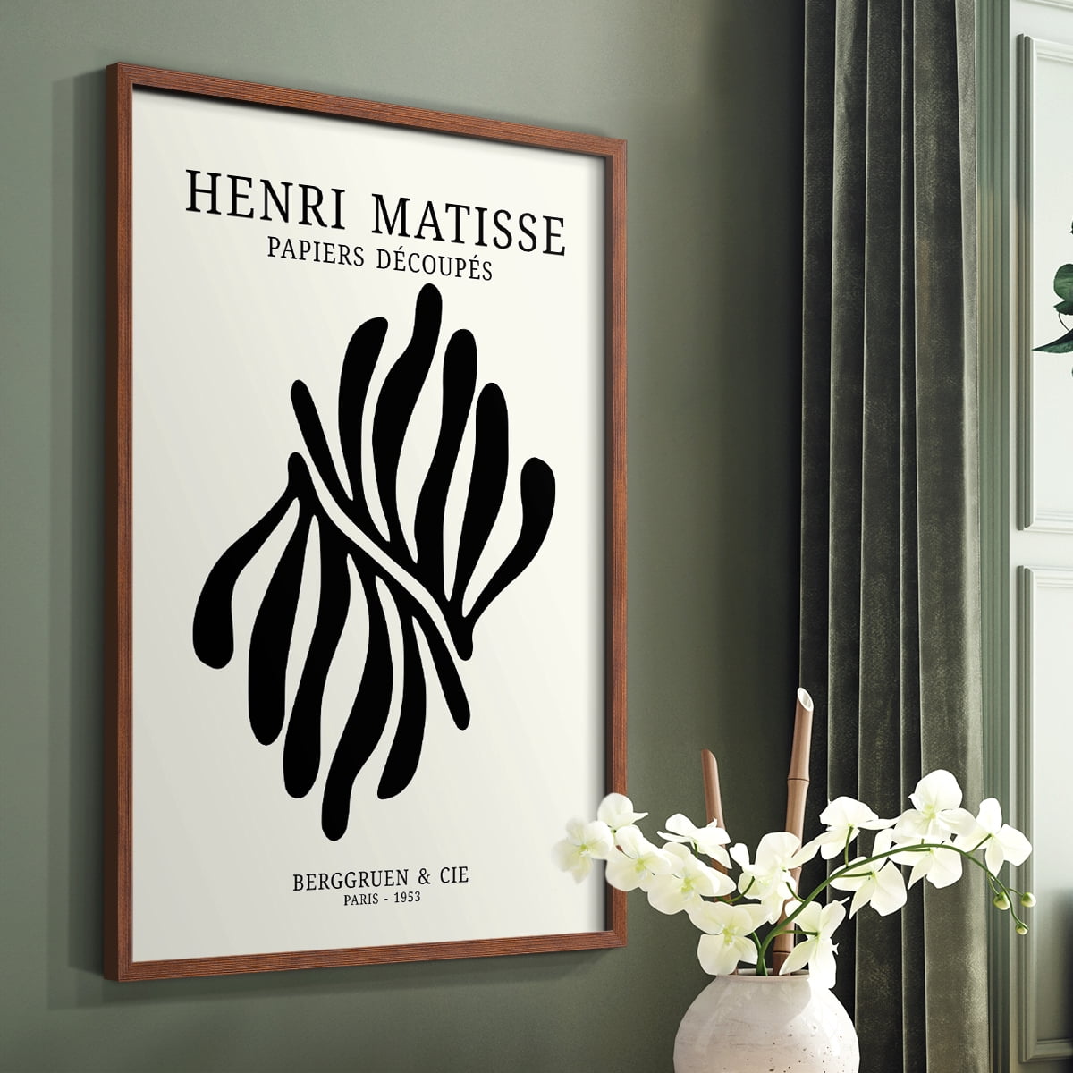 Matisse CDIX in Brown Solid Wood Framed Print No Nail Hanging