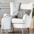 thumbnail image 3 of Plutus Versailles Grandeur Damask Gray Gold Velvet Luxury Throw Pillow, 3 of 5