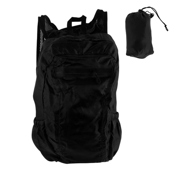 Unique Bargains 1 Set Packable Backpack Durable Hiking Backpack Black