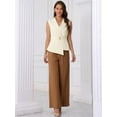 thumbnail image 4 of DARING DIVA Womens Business Blazer Vest Belted Dressy Sleeveless Blazer XS Beige, 4 of 6
