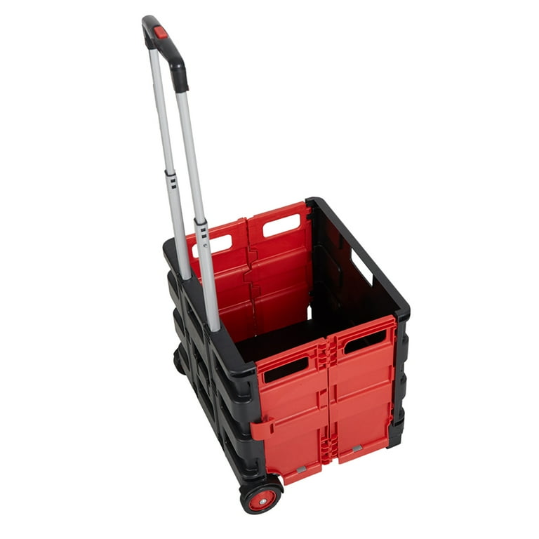 Folding Boot Cart Shopping Trolley Fold Up Storage Box Wheels Crate  Foldable
