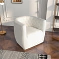 thumbnail image 4 of Lutton Modern Living Room Round Back Boucle Fabric Swivel Chair in Cream, 4 of 8