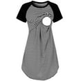 thumbnail image 3 of LEEYNEER Maternity Cotton blends Clothes for Women Short Sleeve Striped Print Nursing Dress for Breastfeeding Pregnancy, 3 of 9