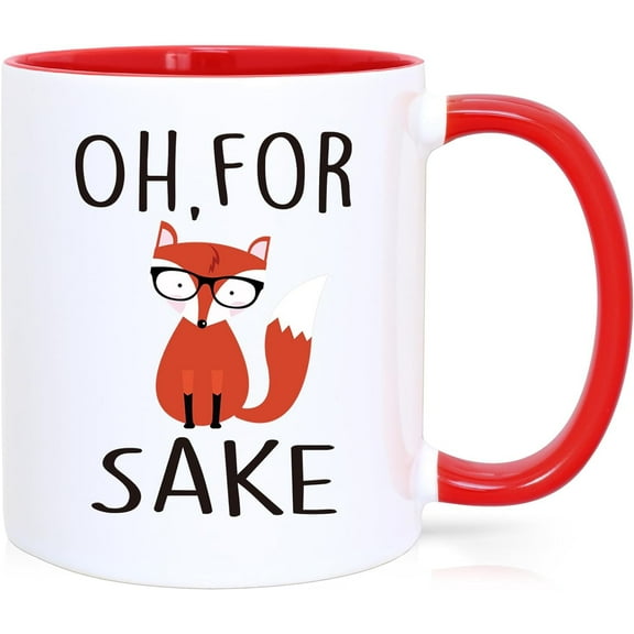 Futtumy Unique Cute Fox Mugs Gifts, Oh, For Fox Sake Coffee Mugs, Novelty Funny Gifts, Birthday Gifts, Christmas Gifts, White Red 11 fl oz Coffee Mugs Ceramic Mug Tea Cup