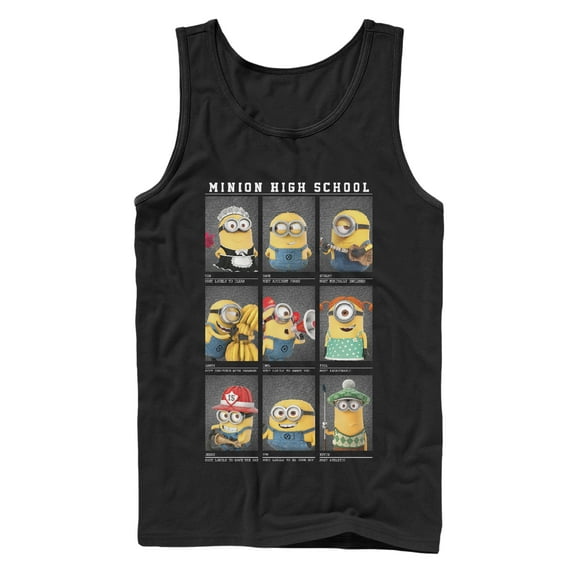 Men's Despicable Me Minion High School Yearbook Tank Top Black X Large
