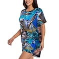 thumbnail image 2 of Bingfone Sea Turtle Swims Print Pajamas Sets for Women Soft Short-Sleeved Pjs with Lounge Shorts Two Piece Sleepwear, 2 of 8
