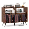 thumbnail image 2 of Auranook Record Player Stand w/Charging Station Open Shelves & Compartments Raised Legs, 2 of 7