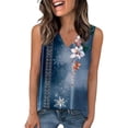 thumbnail image 4 of Tank Tops for Women under $5 Plus Size Clearance Sleeveless Printed V-neck Pullover Side Slit Loose Casual Top Multicolor L, 4 of 6
