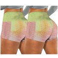 thumbnail image 1 of Gibobby Pantalones de Casuales Running Yoga Biker Stretch Mujeres Shorts Pantalones Bolsillos Arrugado Tie-dye Fitness Yoga Pantalones(Amarillo， XXL), 1 of 5