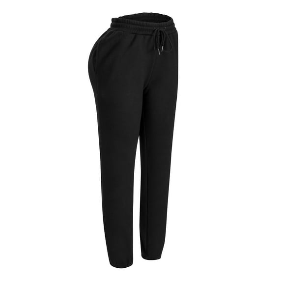 Women Fleece Pant, Lightweight Fleece Sweatpant for Women, Fleece Lounge Pant with Pockets, Black