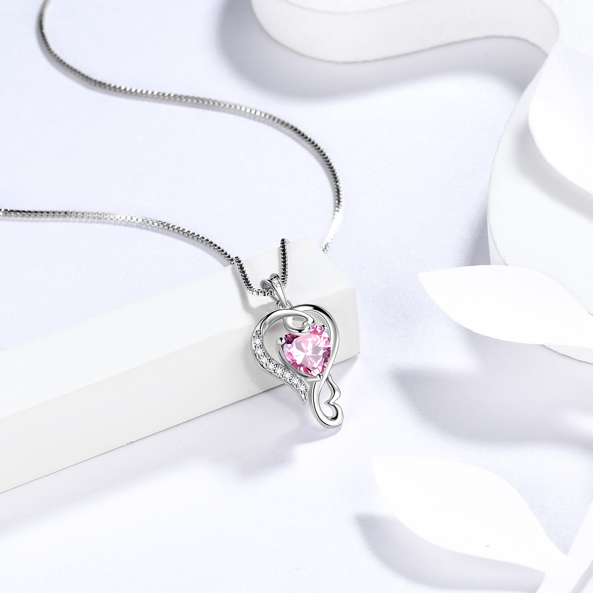 Beautlace 925 Sterling Silver Heart Birthstone Necklace photo 8
