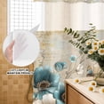 thumbnail image 3 of No Hook Shower Curtain, Teal Tulip Butterfly Shower Curtains for Bathroom with See Through Top Window, Beige Turquoise Floral Vintage Rustic Waterproof & Washable Bath Curtain Extra Long 72"x84", 3 of 9