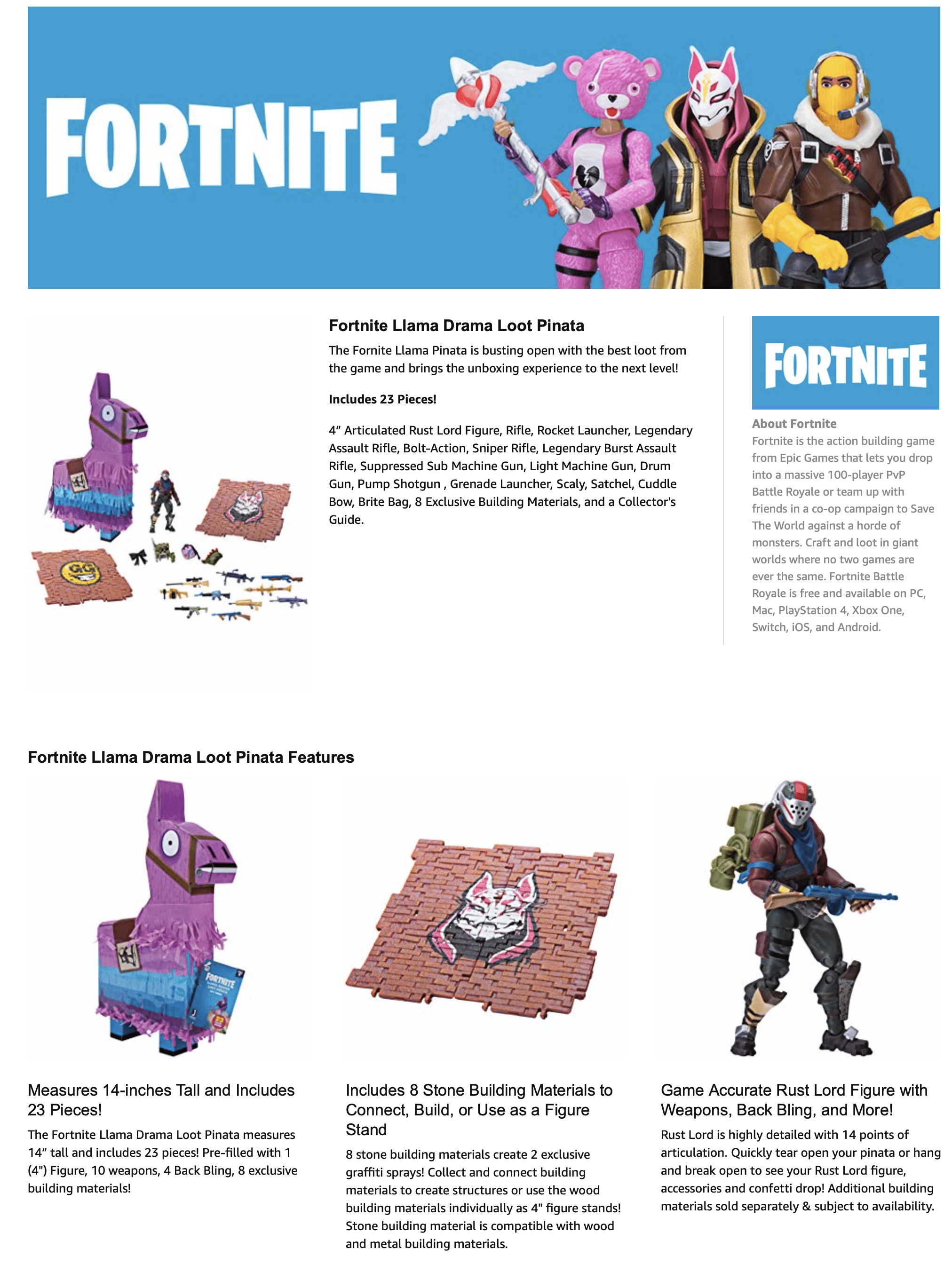 Fortnite Llama Drama Loot Pinata W Bonus Top Secret Toy Carrier Backpack Walmart Com Walmart Com - roblox the legendary guide to building and designing epic games