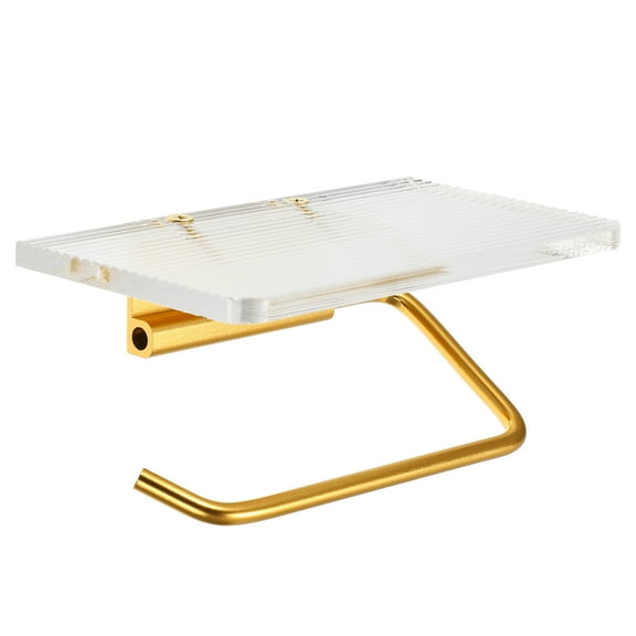 Vocoste Toilet Paper Holder Bathroom Toilet Roll Tissue Holder Wall Mount Aluminum Acrylic Gold Tone Clear